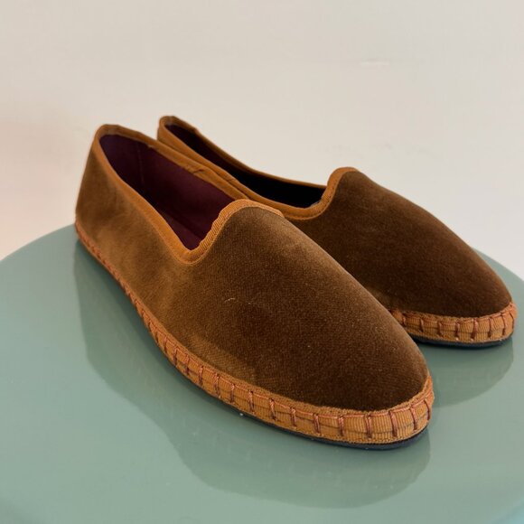 NEW Flabelus Velvet Slipper - Elinor Brown with Brown Piping Size 8 - Picture 4 of 9